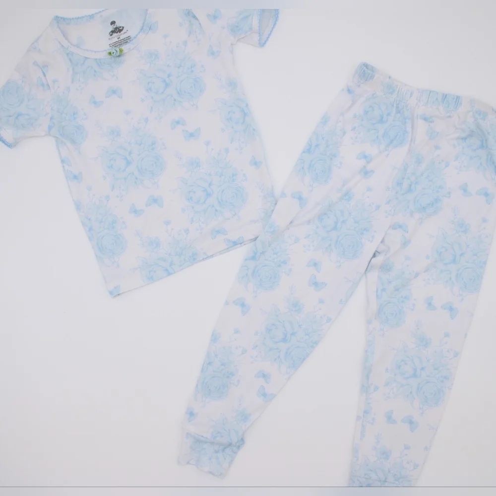 Tutu Couture Girls 4T Pajama Bundle 2 Sets Blue & White